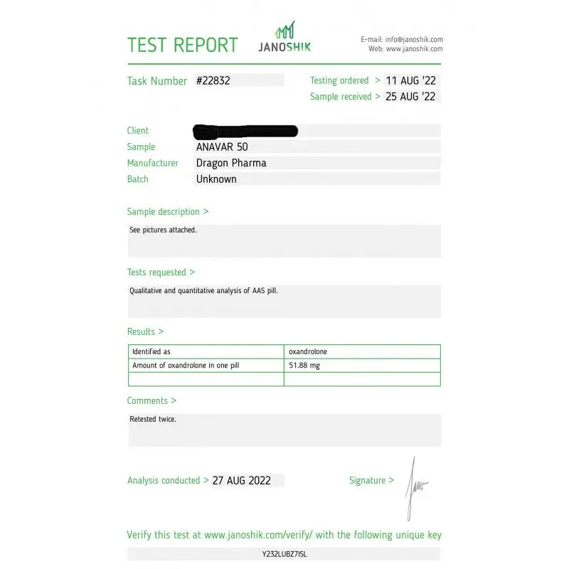 Anavar 50mg Lab Test Aug 2022
