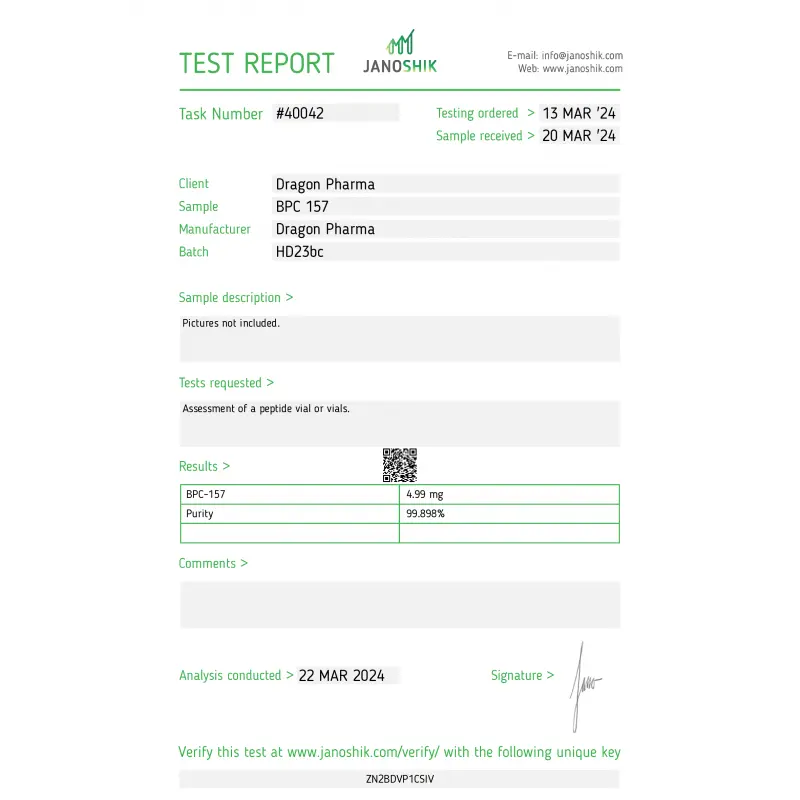 BPC 157 Lab Test March 2024