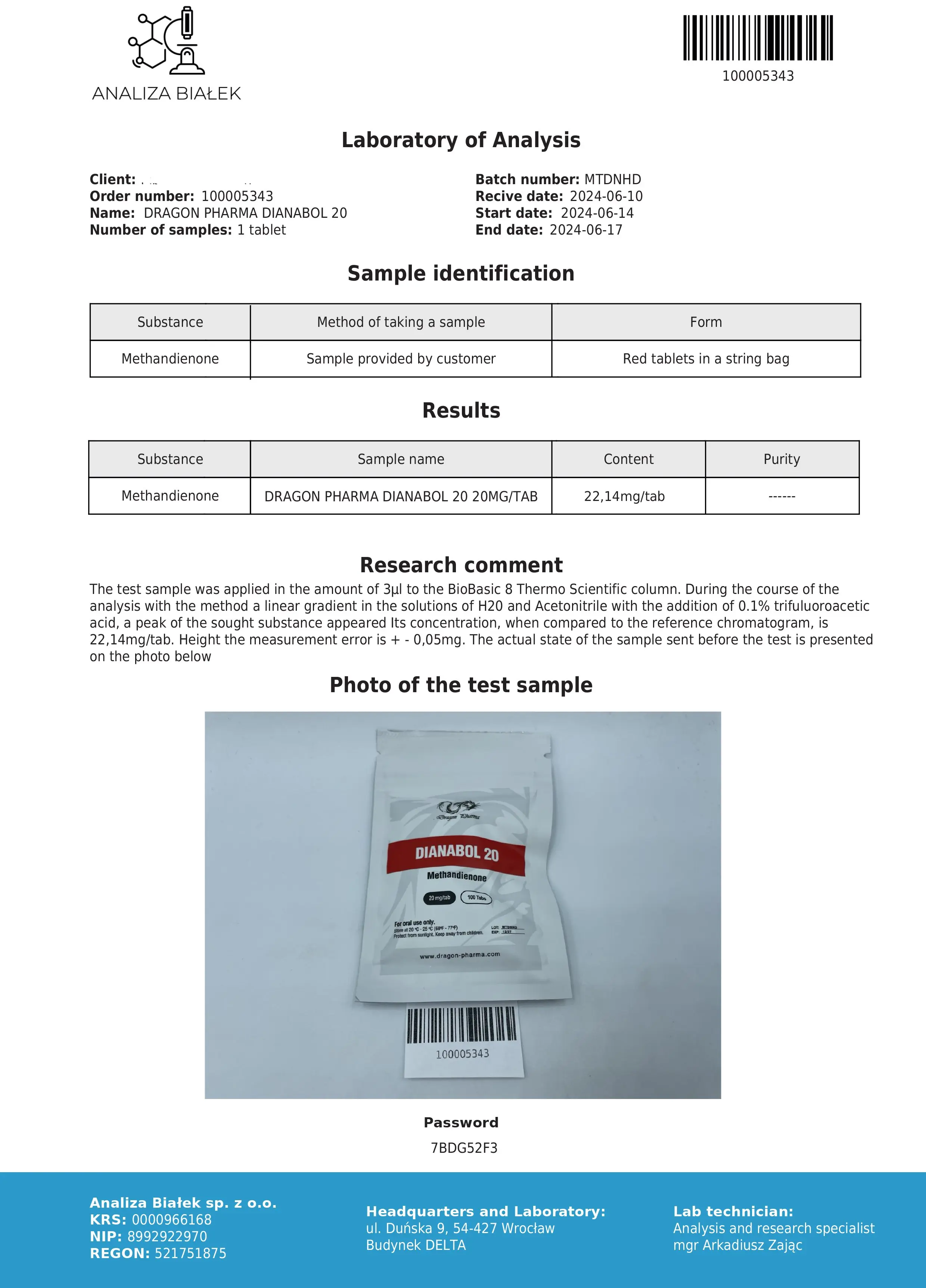 Dianabol 20mg Lab Test June 2024