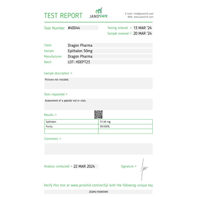 Epitalon 50mg Lab Test