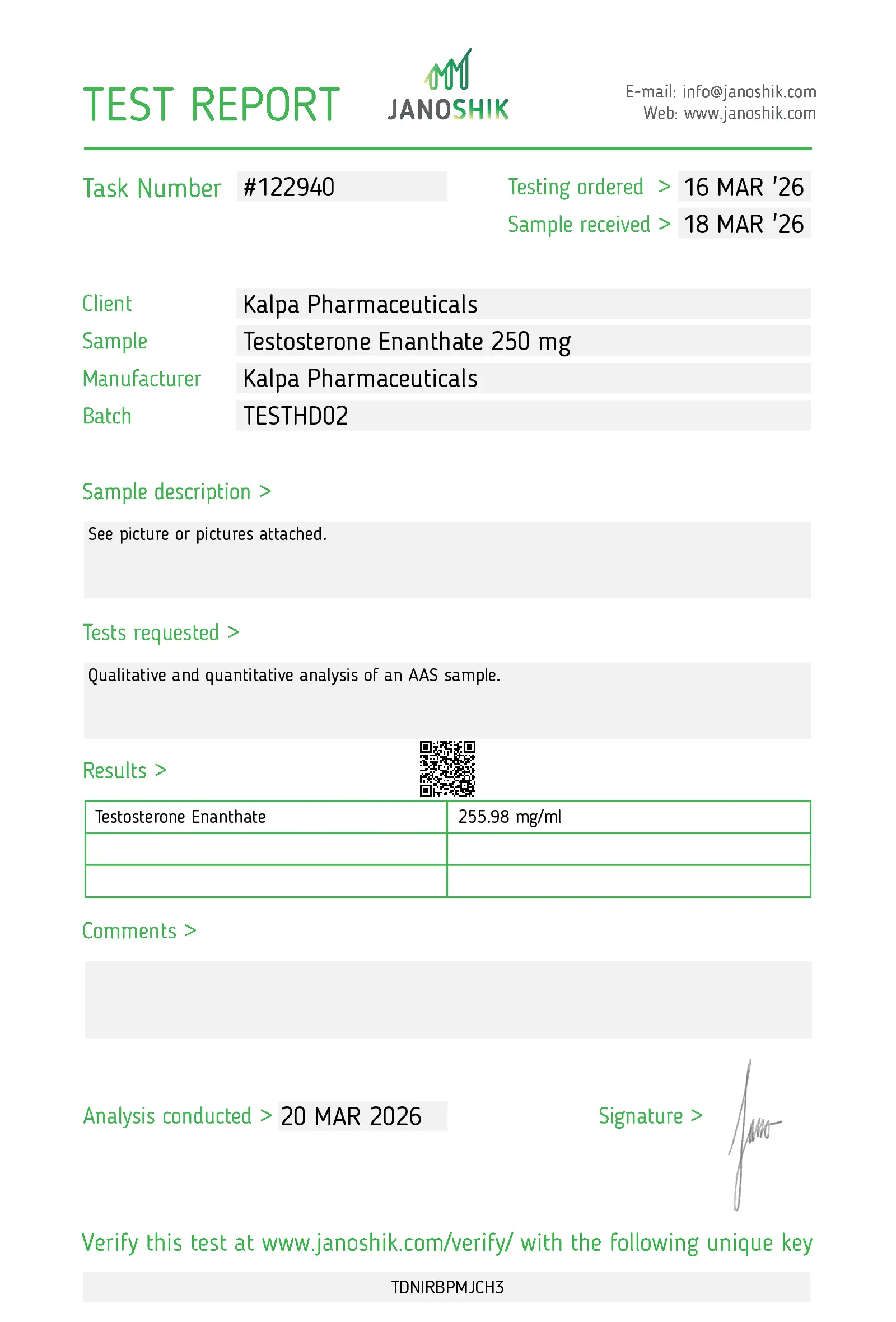 Testoxyl Enanthate 250 Lab Test