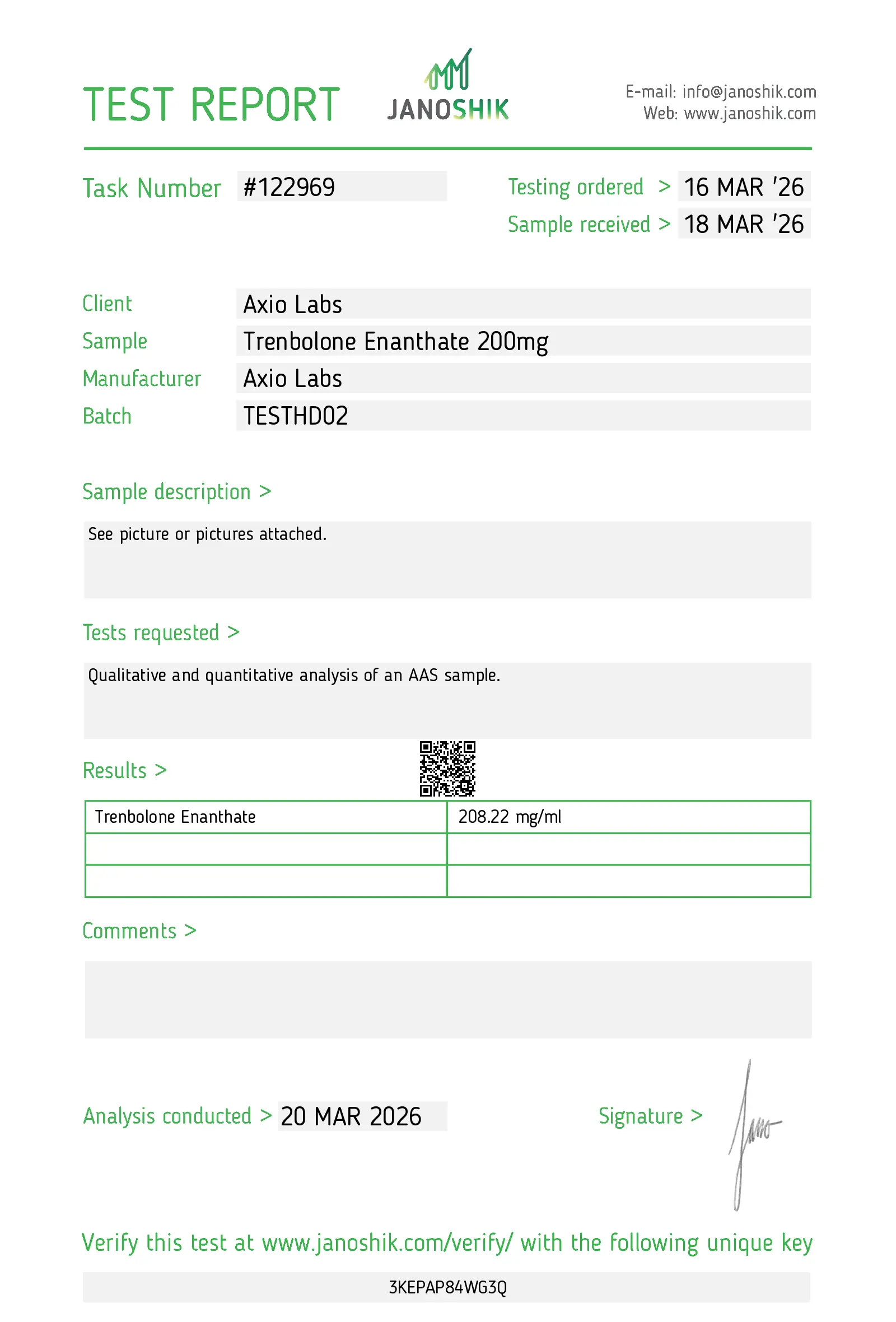 Trenaplex E 200 Lab Test