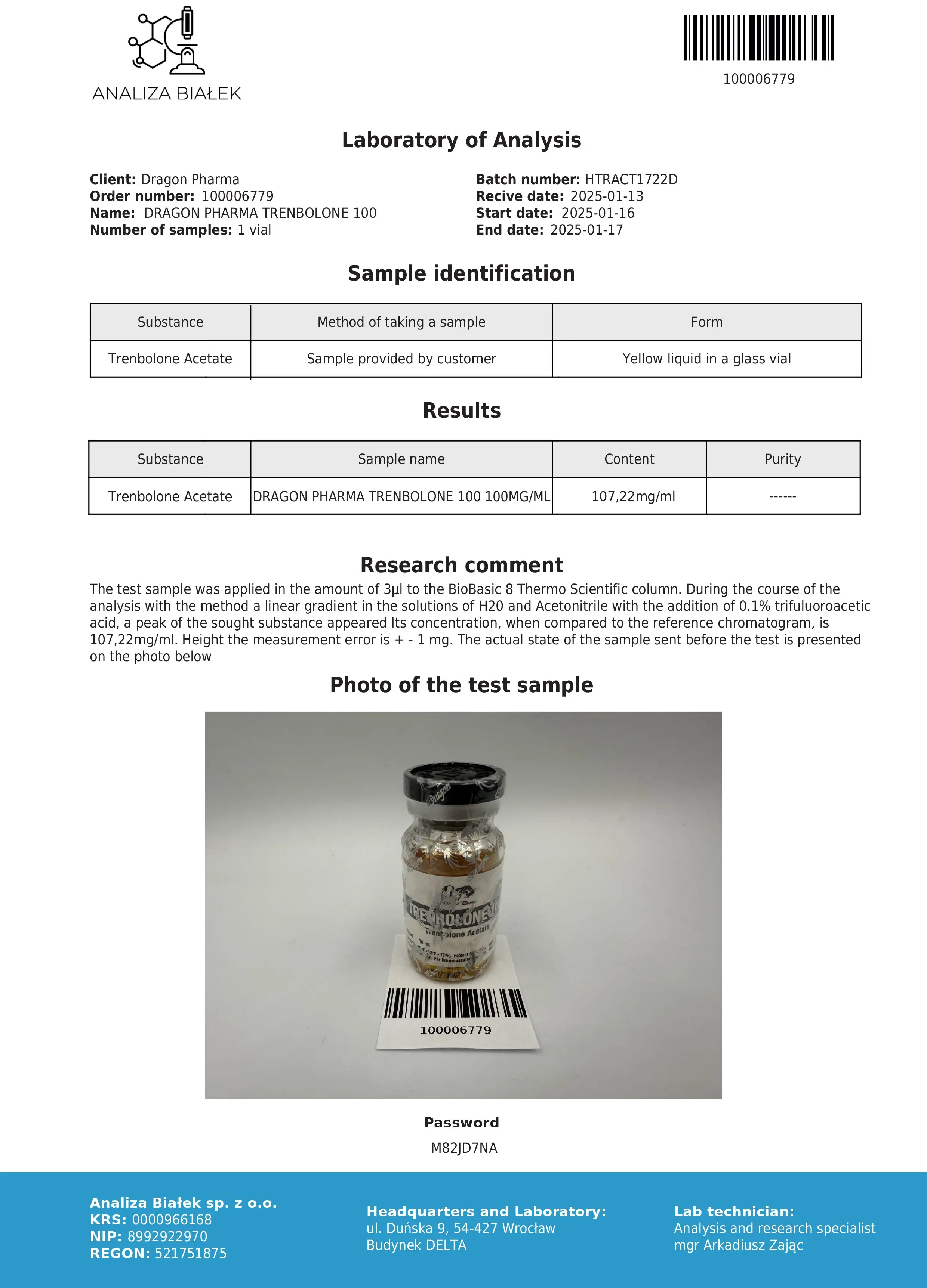Trenboloen 100 Lab Test Jan 2025
